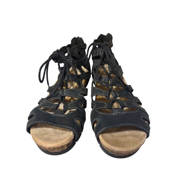 Earth Origins Black Lace-Up Gladiator Sandals Size 7M - Picture 3 of 6